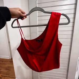 Cow neck red crop top